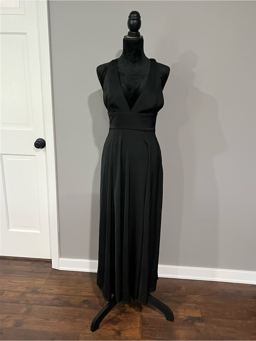 Classic Black V-Neck Maxi Dress